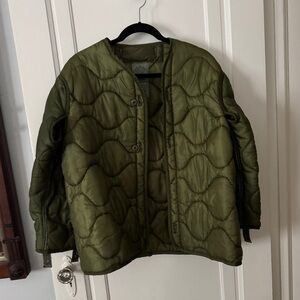 Olive Green Quilted Jacket Army Liner Size S